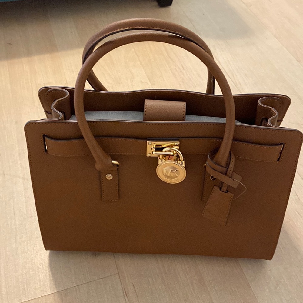 Michael Kors large tan top handle tote with shoulder strap